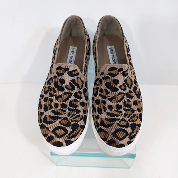 Steve Madden Platform Sneakers sz 9 Women Animal Print Shoes Slip on knit mailer - Picture 7 of 10